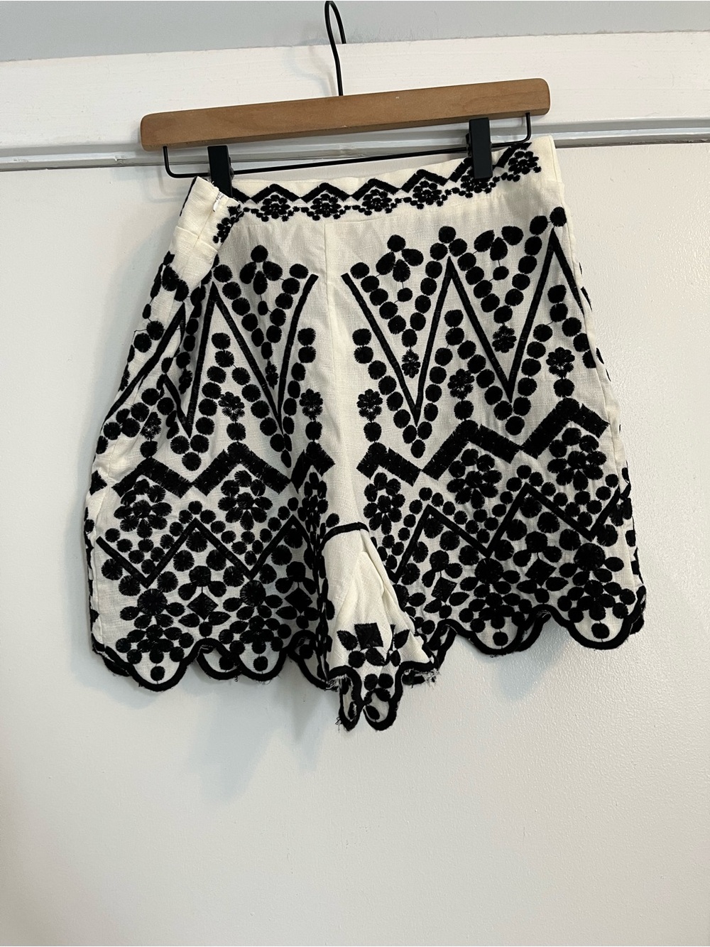 Chicwish White and Black Embroidered Scallop Collar Top & Shorts Set - Picture 10 of 12